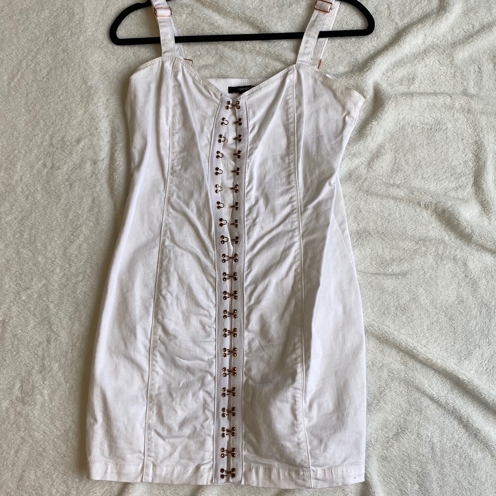 White Dress with Hooks Up the Front